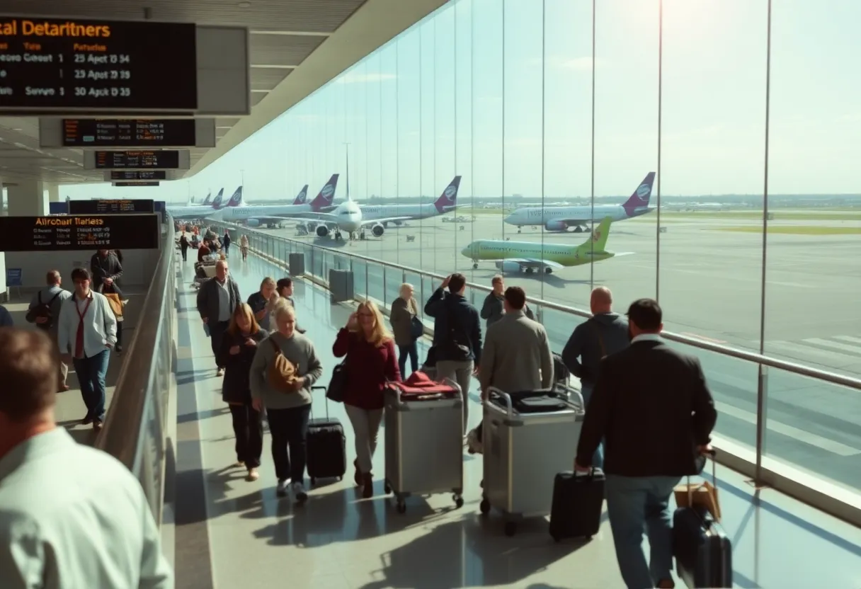 Busy airport scene at Harry Reid International Airport