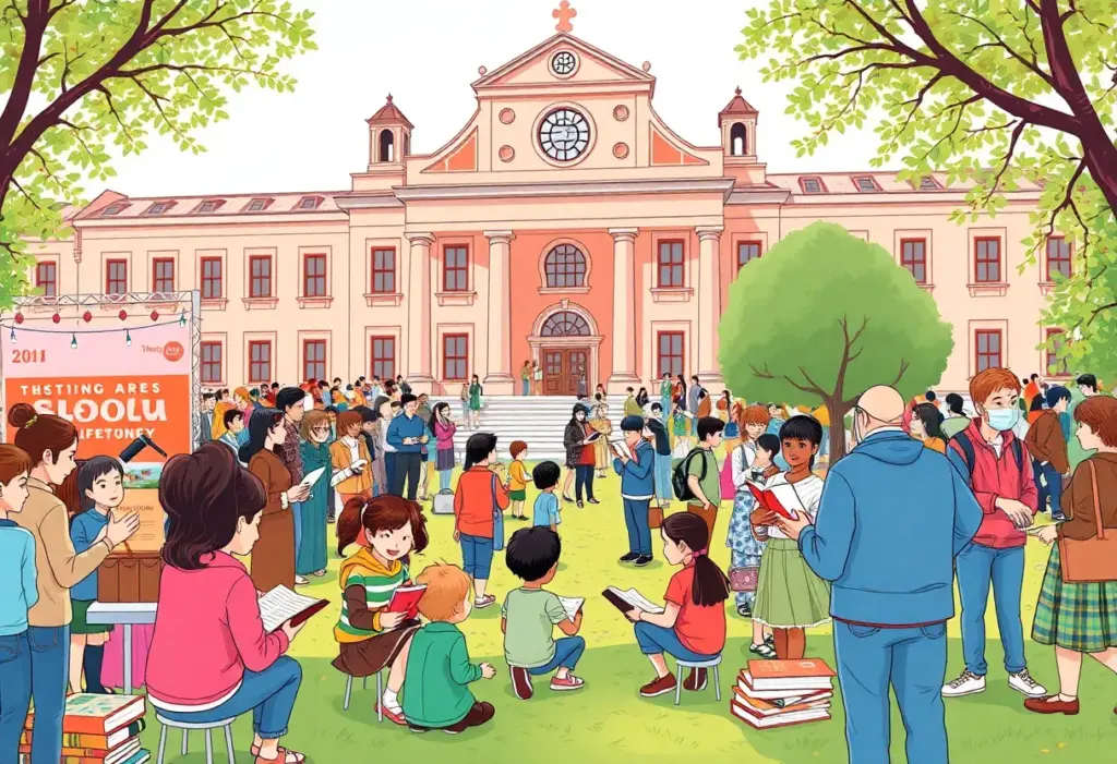 A lively scene from the Las Vegas Book Festival showcasing community engagement and literary activities.