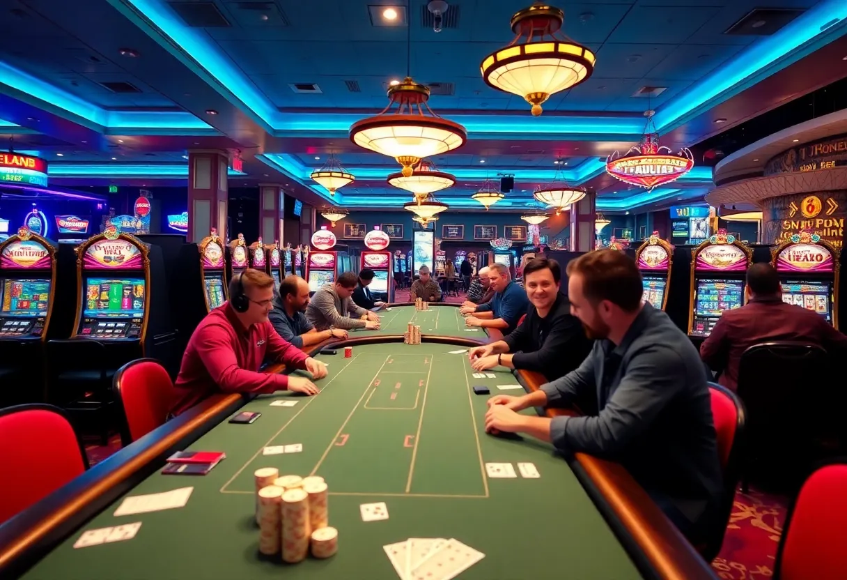 Engaging poker game scene in a Las Vegas casino