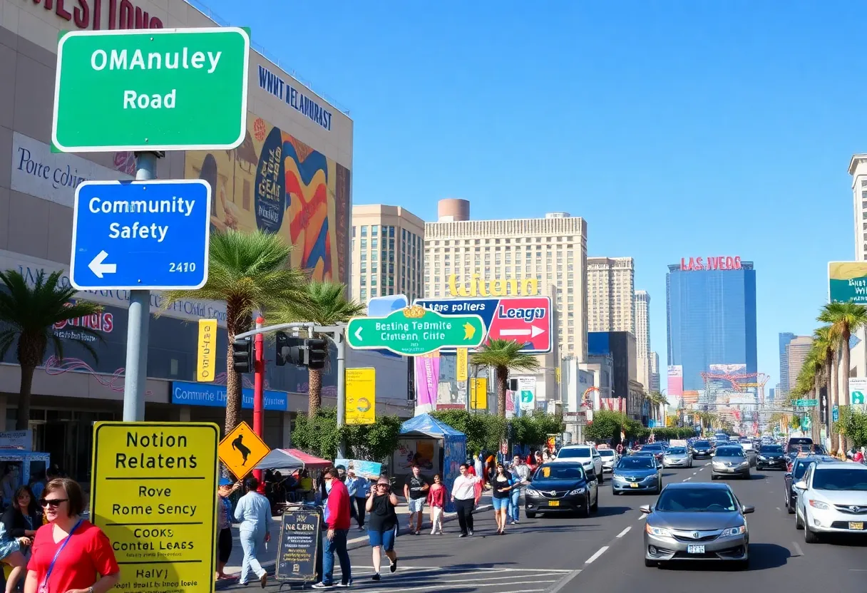 Vibrant Las Vegas cityscape with community events