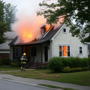 Firefighters responding to a house fire in Las Vegas