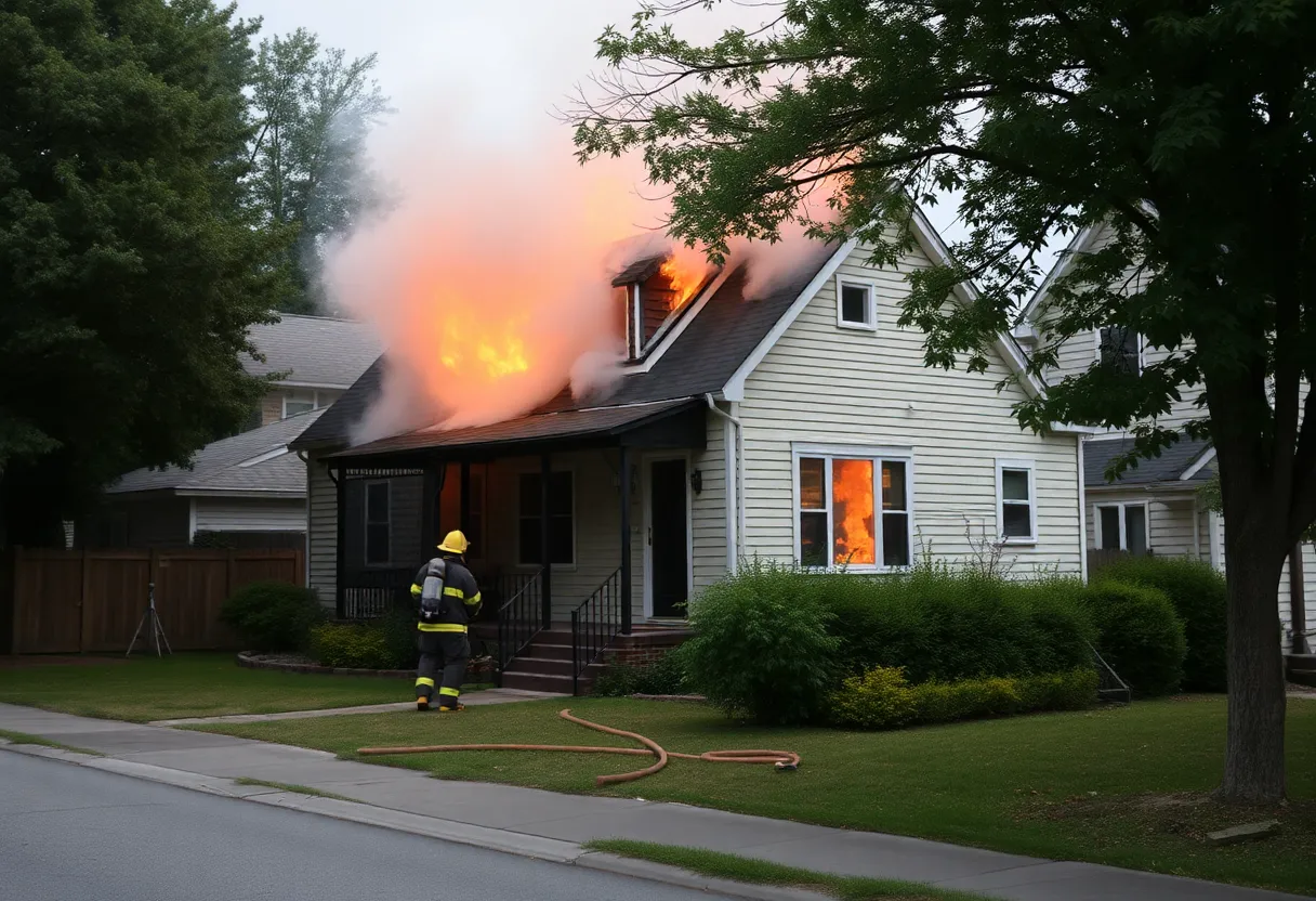 Firefighters responding to a house fire in Las Vegas