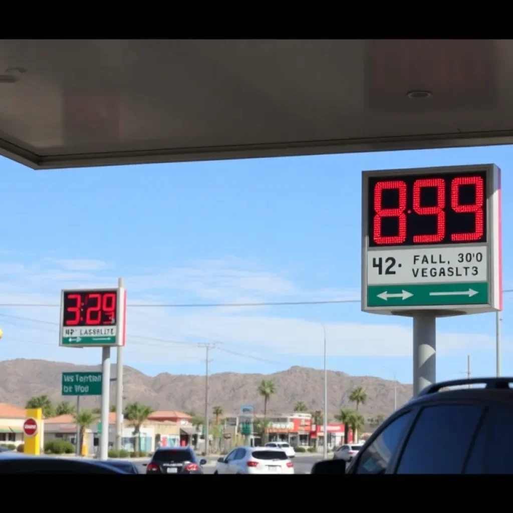 Las Vegas gas station displaying $3.96 per gallon price