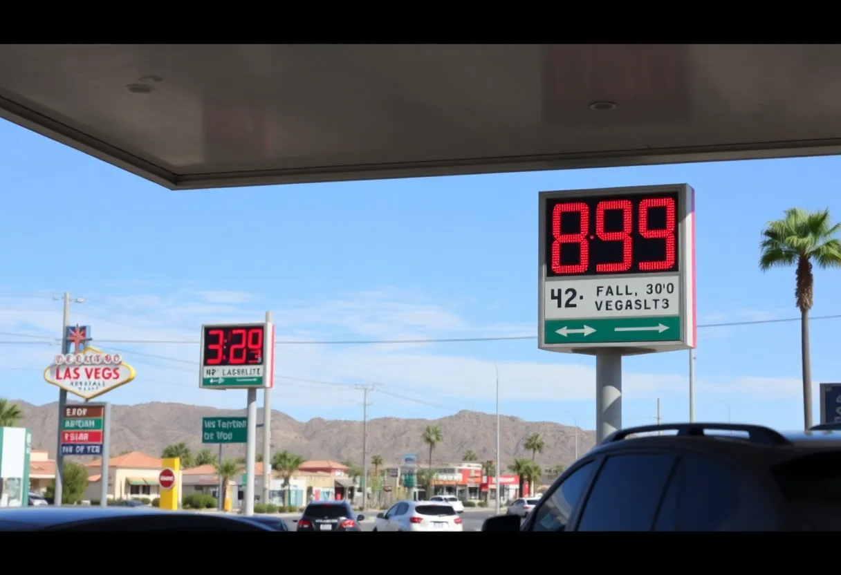 Las Vegas gas station displaying $3.96 per gallon price