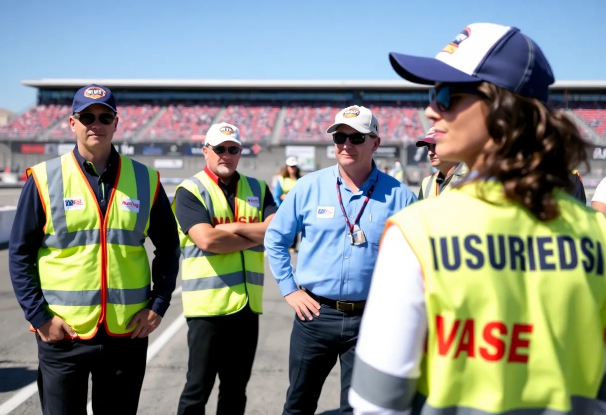 Volunteer marshals at the Las Vegas Grand Prix overseeing a race