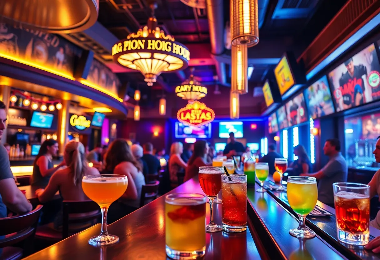 Happy hour drinks at a Las Vegas bar