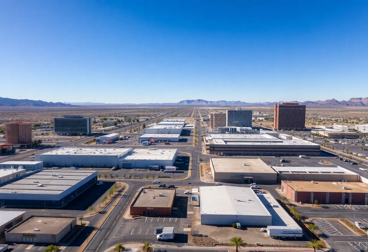Aerial view of Las Vegas industrial properties with vacancy rates