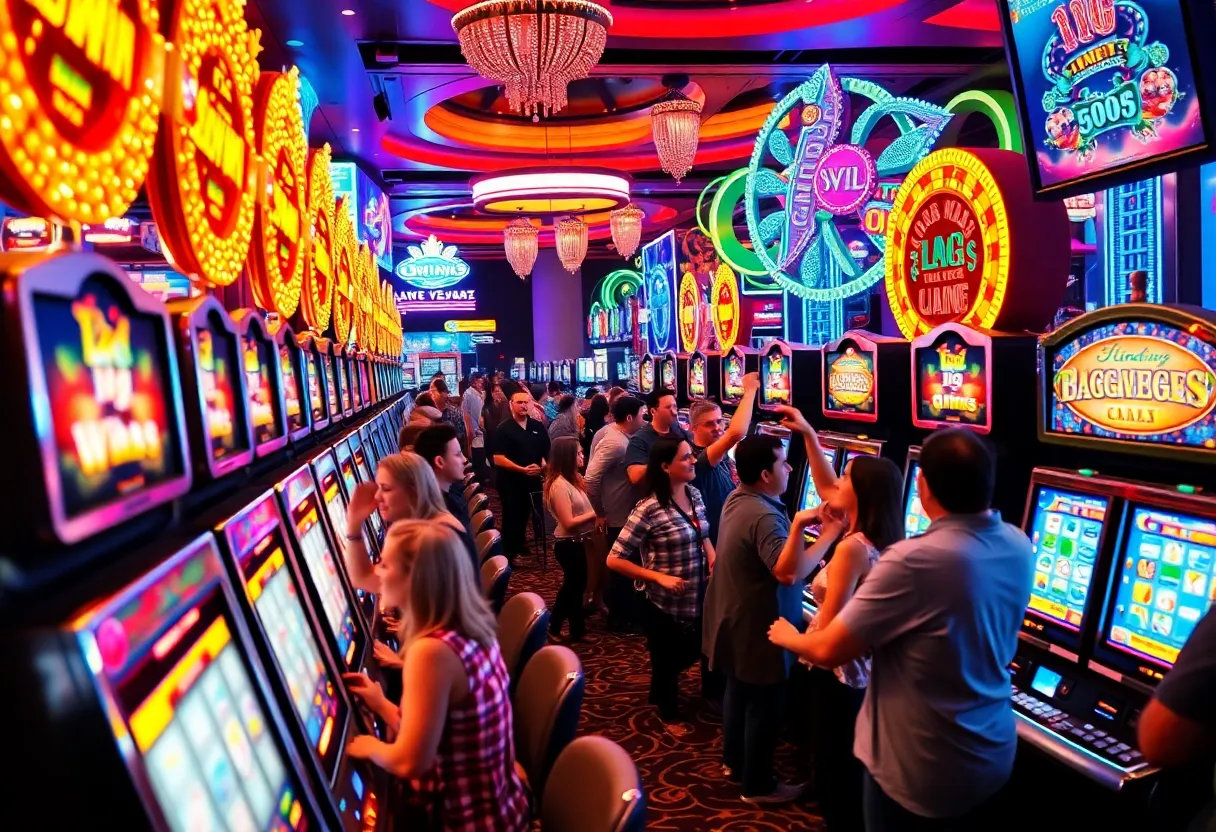 Players celebrating large jackpots in a Las Vegas casino
