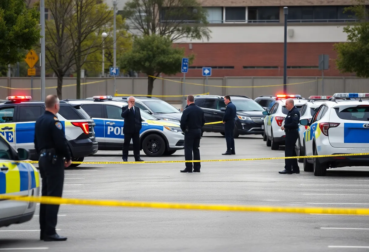 Police investigating a shooting incident in a parking lot in Las Vegas.