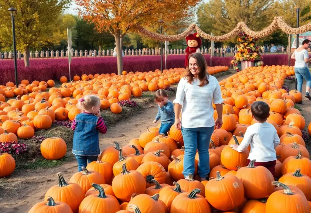 Families enjoying a pumpkin patch in Las Vegas during fall.