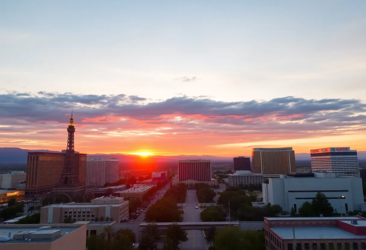Serene landscape of Las Vegas at sunset