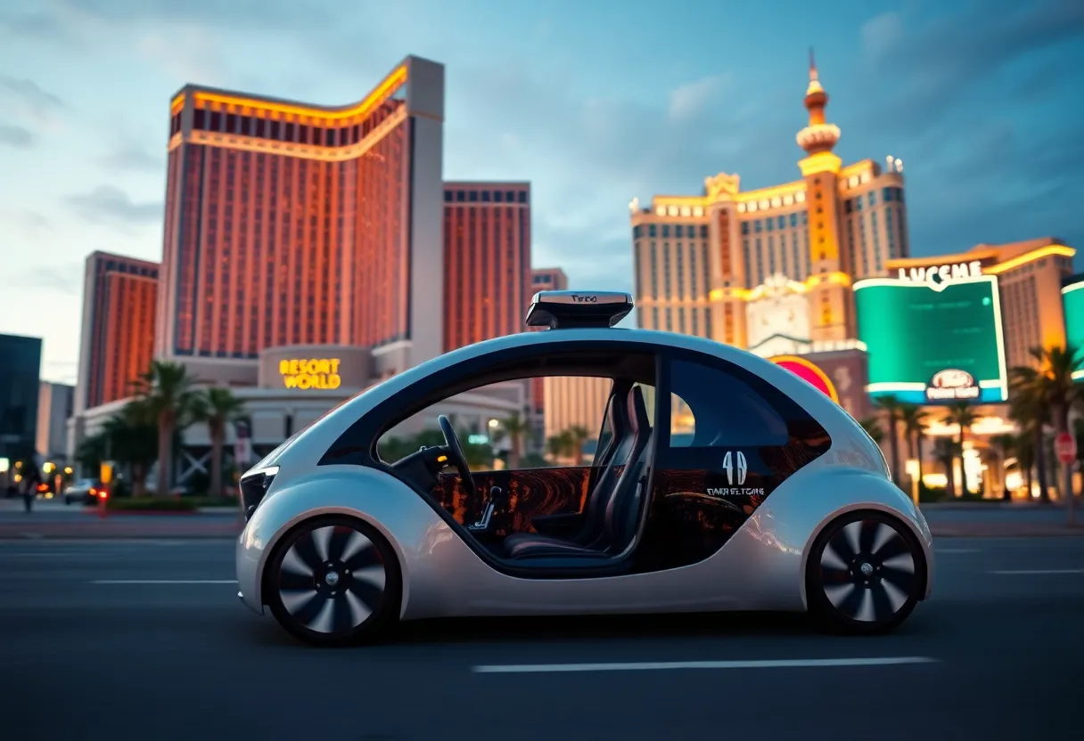 Robotaxi vehicle in Las Vegas urban setting
