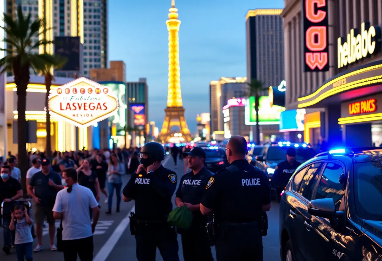 Police presence on the Las Vegas Strip following recent shootings.