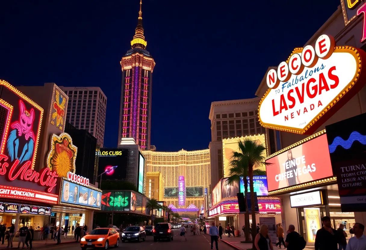 Las Vegas Strip featuring promotional deals for tourists