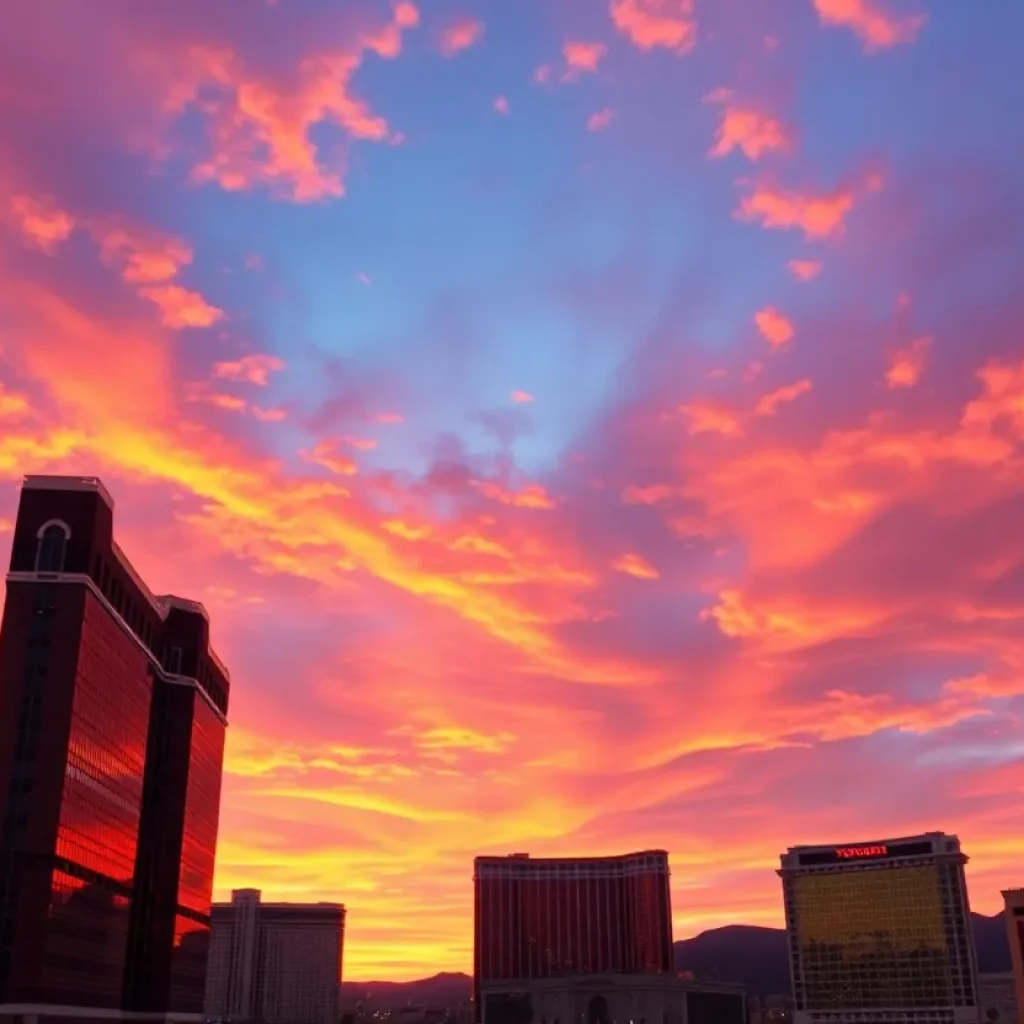 Beautiful sunset over the Las Vegas skyline