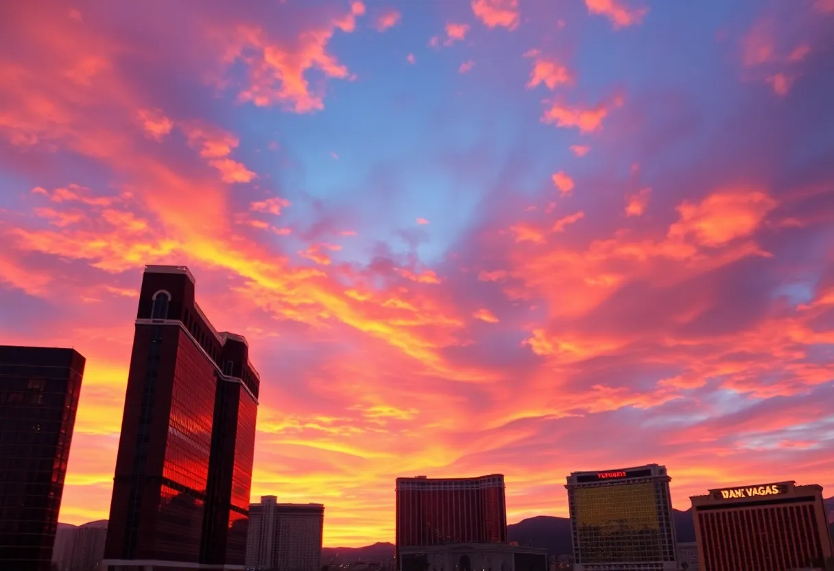 Beautiful sunset over the Las Vegas skyline
