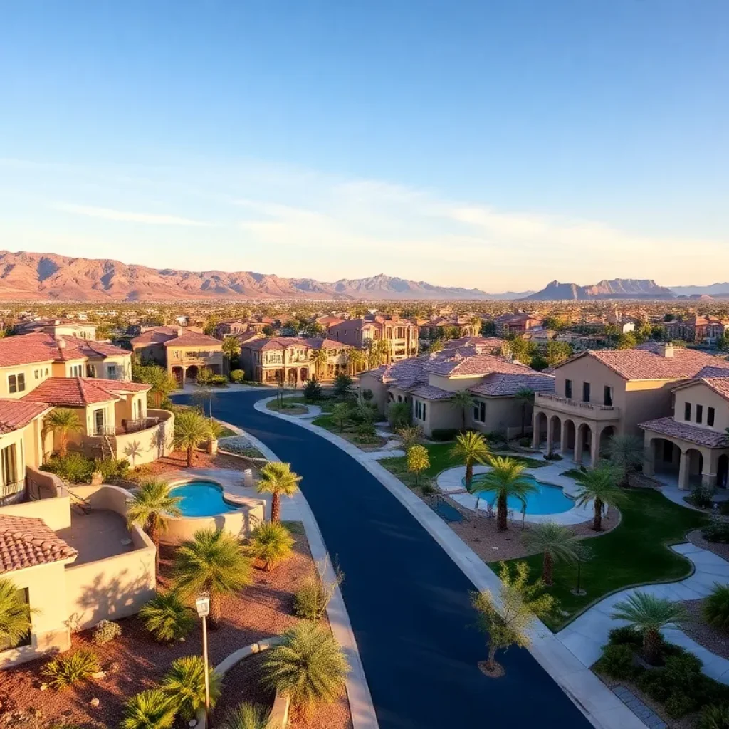 Panoramic view of a luxury housing community in Las Vegas
