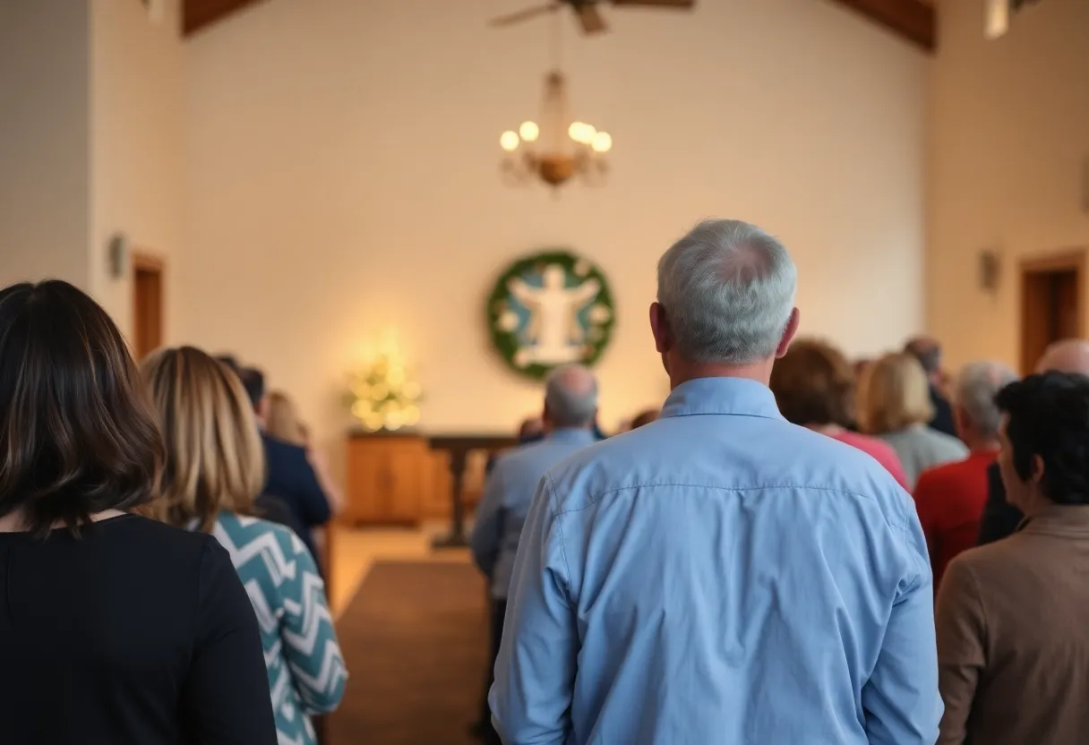 Gathering of friends and family at a memorial service
