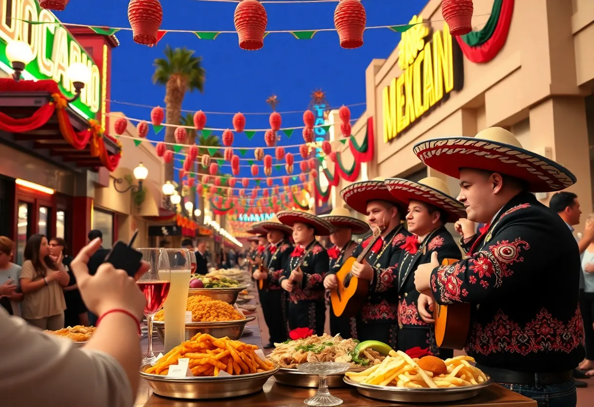 Vibrant Mexican Independence Day celebration with mariachi bands in Las Vegas