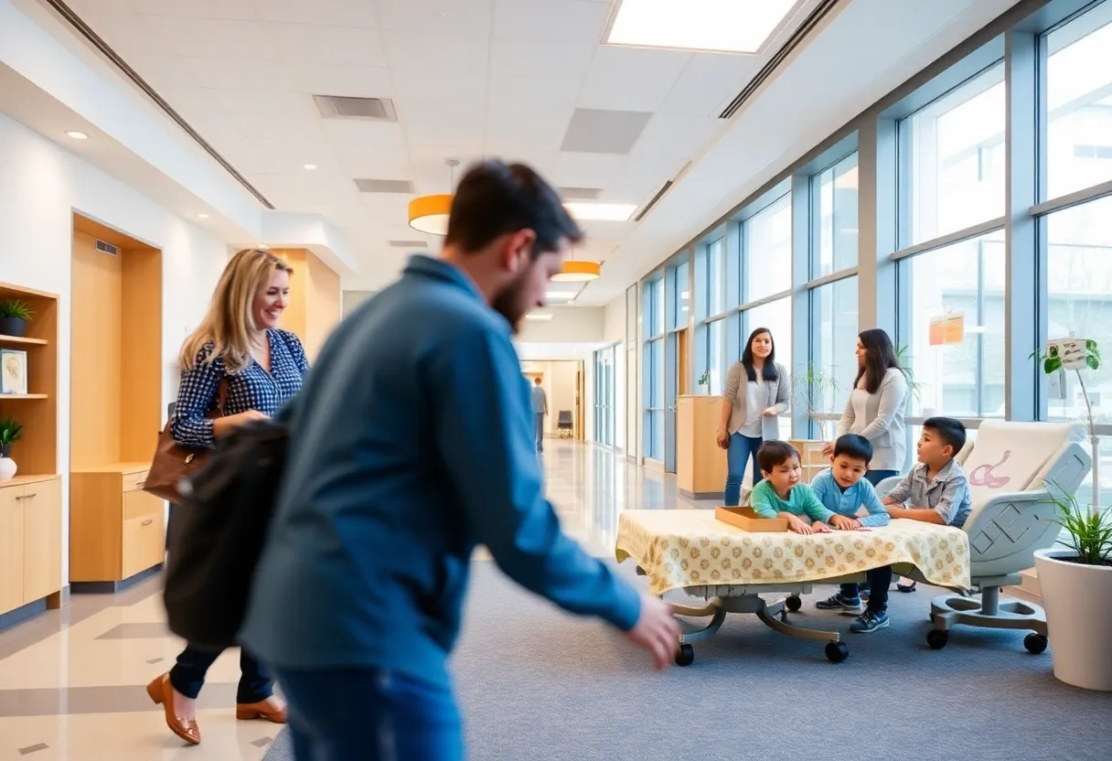 Children and families at MountainView Hospital's pediatric oncology center