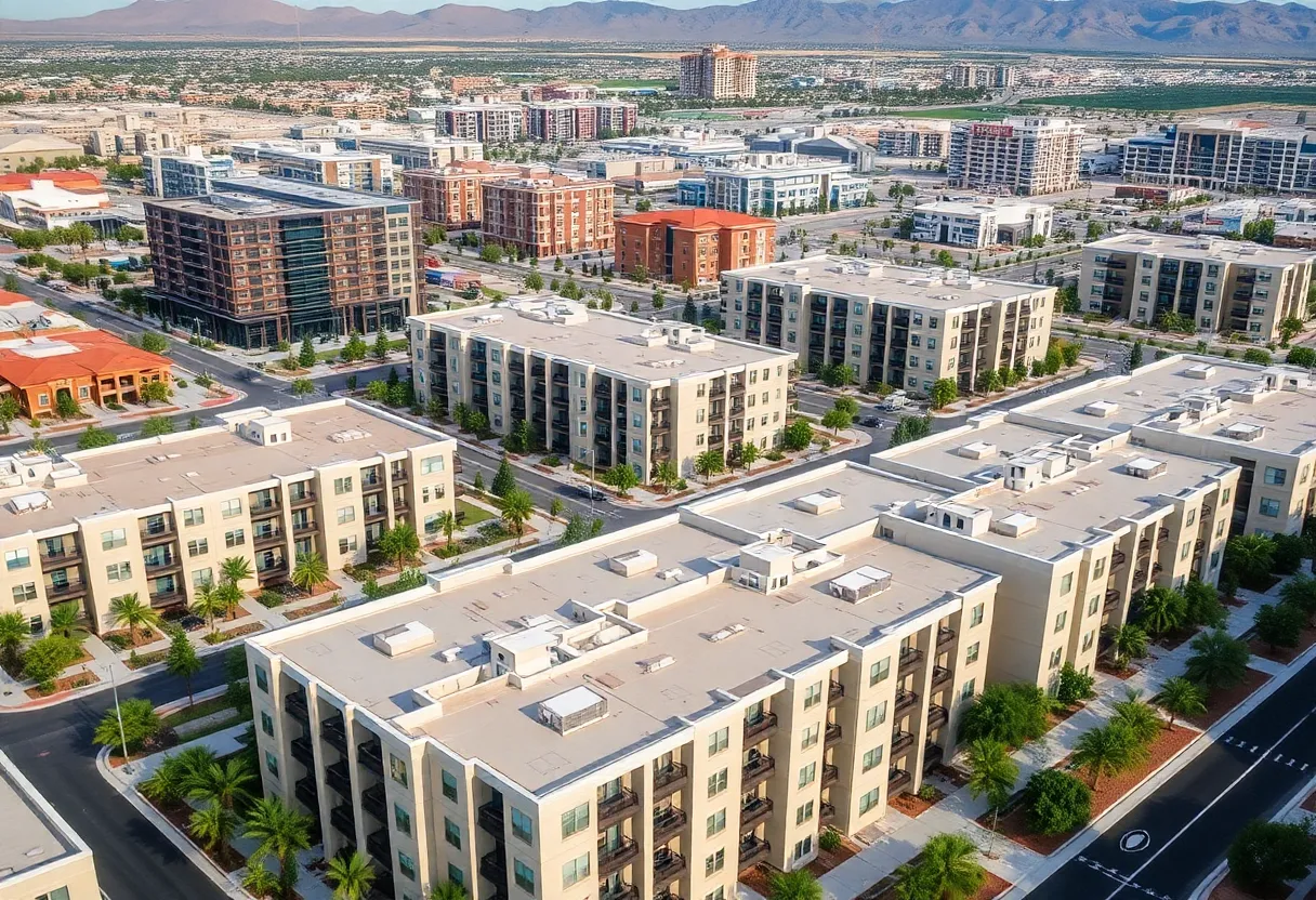 Housing developments in Southern Nevada with various buildings and amenities