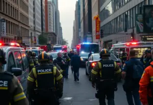Emergency responders at the scene of a mass shooting in New York City.