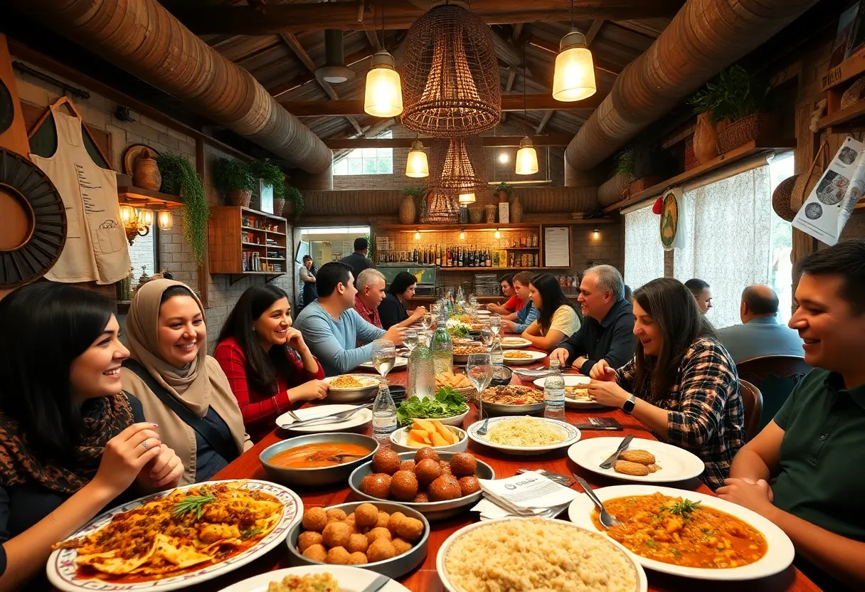 Interior of Odeh's Mediterranean Restaurant with diners enjoying meals
