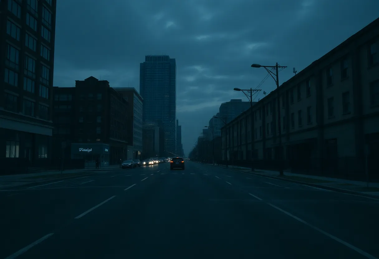 Urban landscape illustrating the fentanyl crisis in Las Vegas