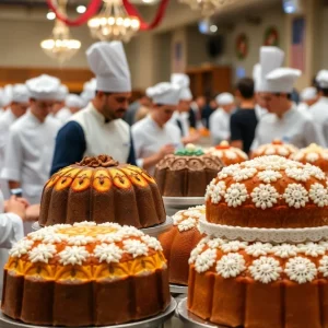 Bakers showcasing their panettone at the competition in Las Vegas