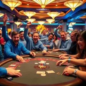 Celebration after winning a jackpot at Paris Las Vegas Casino