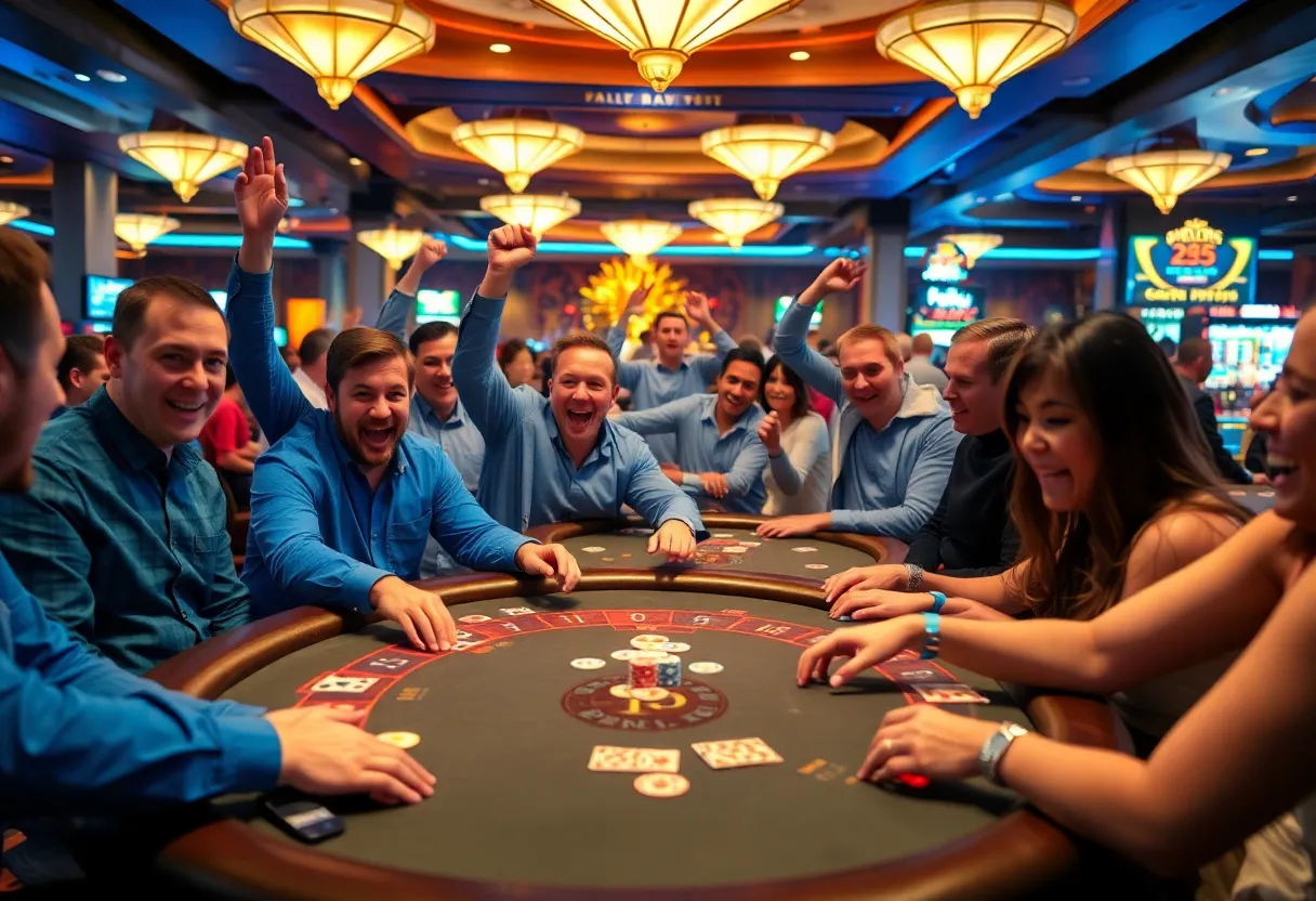 Celebration after winning a jackpot at Paris Las Vegas Casino