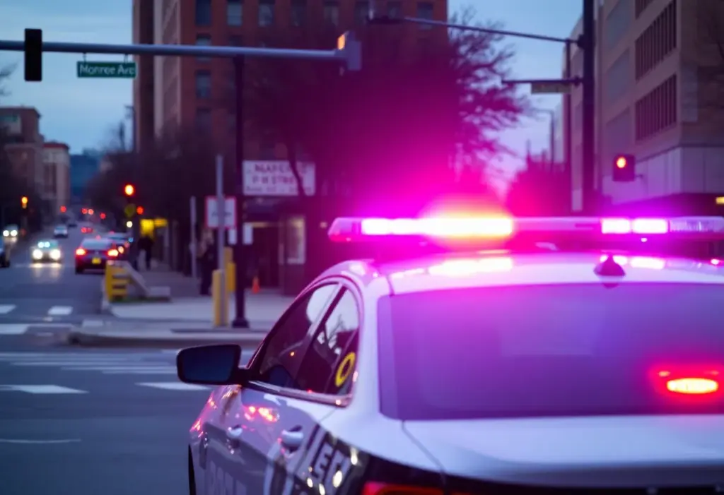 Police cars responding to a robbery scene in Las Vegas