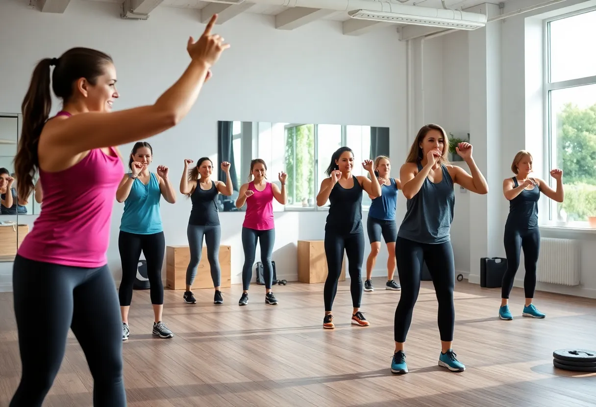Group fitness class at Pvolve studio in Las Vegas