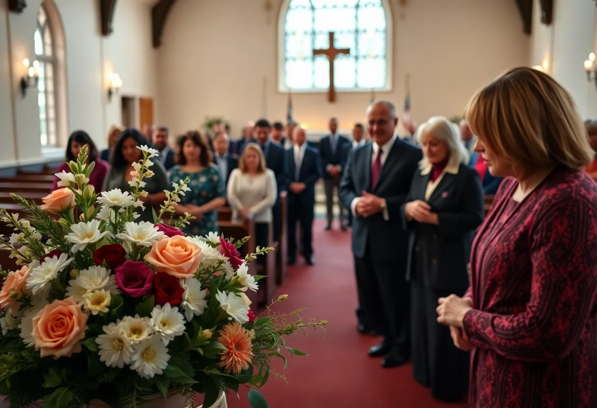 Memorial service for Rich Dreitzer with flowers and candles