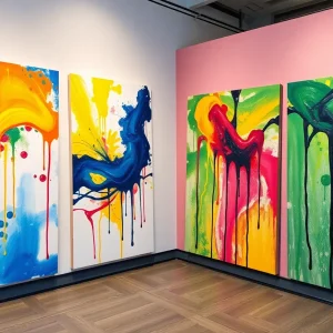 Artwork displayed at Ringo Starr's art exhibition