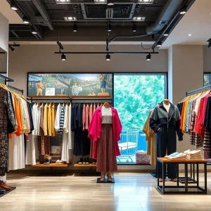 Interior view of the Skims store in Las Vegas showcasing diverse clothing displays