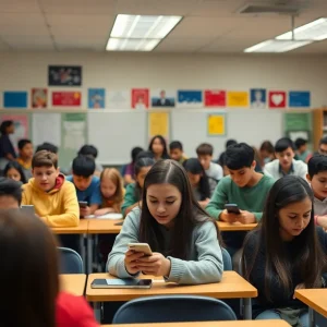 Students participating in classroom activities without cellphones, showing engagement and focus.