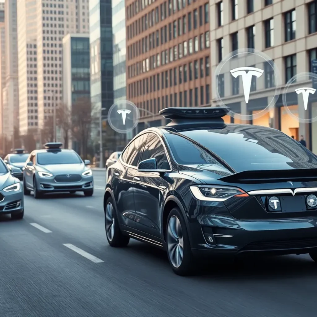 Tesla autonomous vehicles testing on urban streets