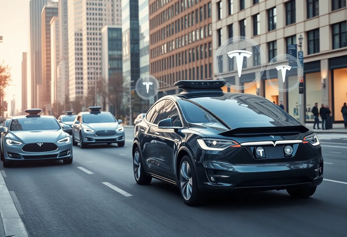 Tesla autonomous vehicles testing on urban streets