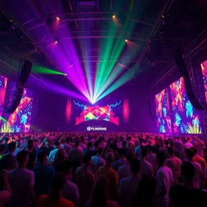 Crowd enjoying Unity electronic dance music festival at Sphere