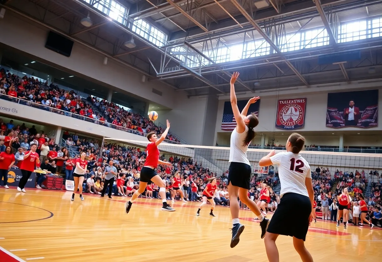 UNLV volleyball team playing during a match