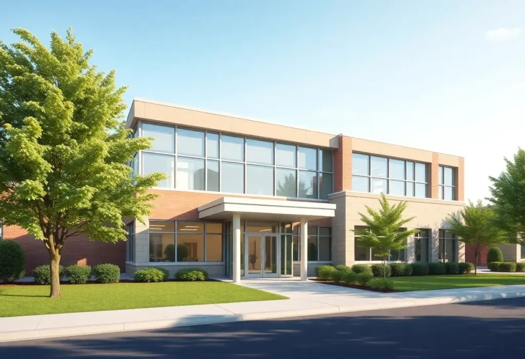 Architectural rendering of the Advocacy & Justice Complex in Las Vegas