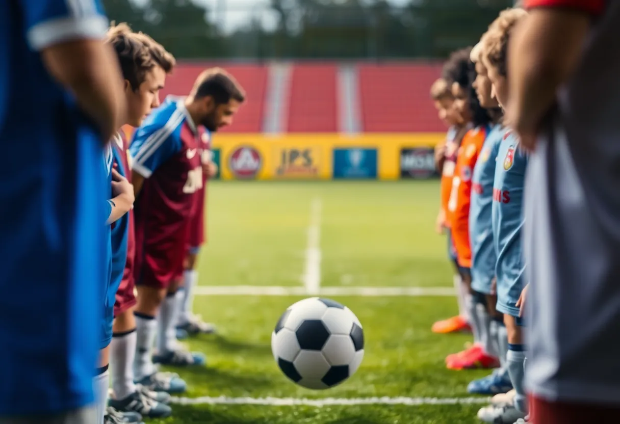 Artistic representation of a soccer team facing disciplinary actions.