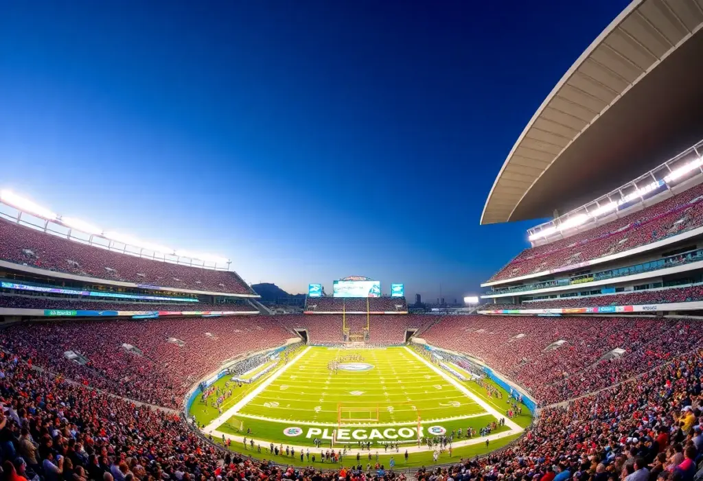 Crowd at Allegiant Stadium during a football game in Las Vegas