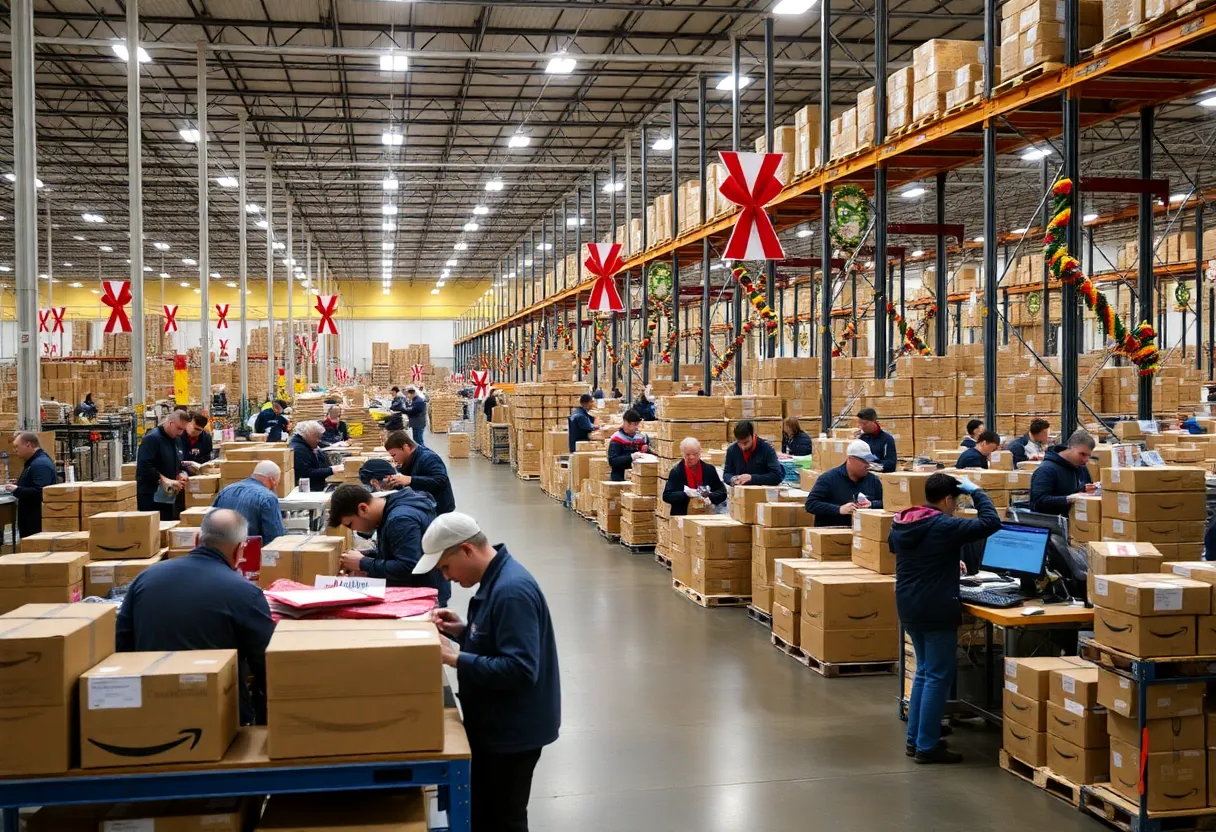 Employees working at Amazon fulfillment center in Nevada