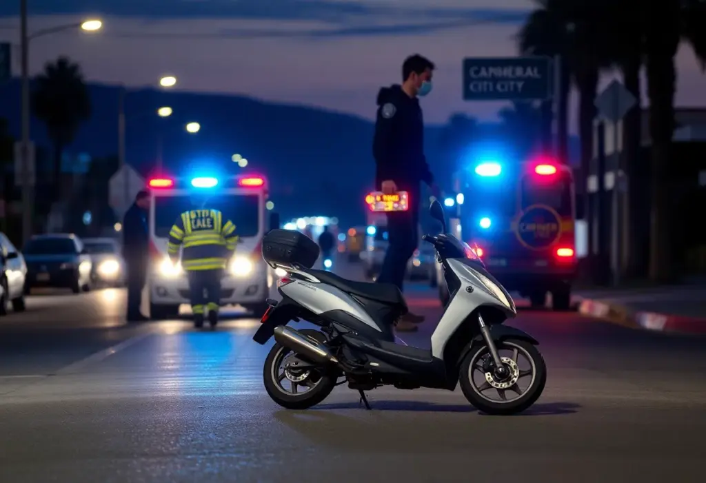 Scene of a hit-and-run incident in Cathedral City with emergency responders