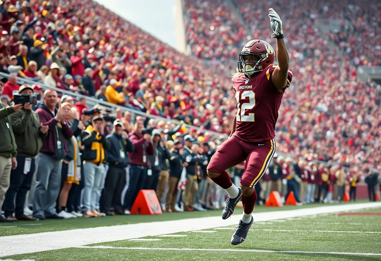 Washington football team celebrating a touchdown during a game