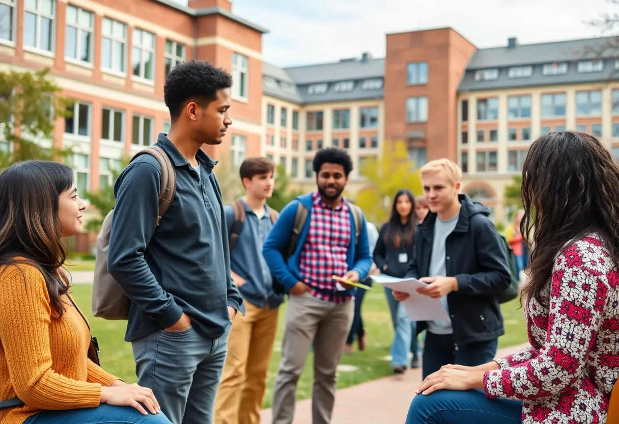 Students engaged in discussions on UNLV campus