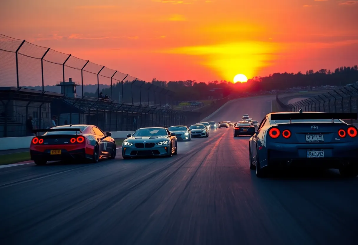 Racing scene at Las Vegas Motor Speedway featuring cars on track