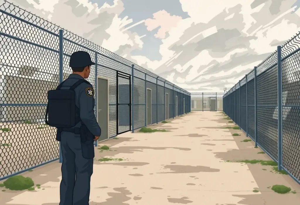 Depiction of a detention center representing civil rights issues